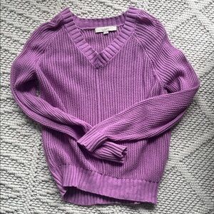 LOFT Women's V-Neck Sweater in Lavender
